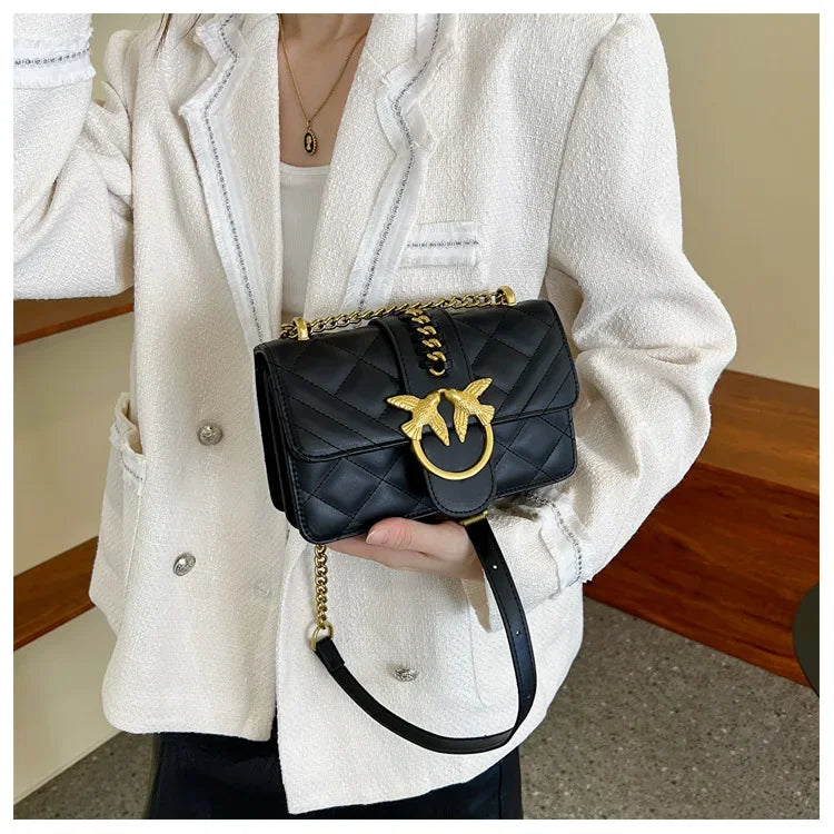 High-End Korean Style Chain Embroidery Bag - Women's Small Square, Versatile Design