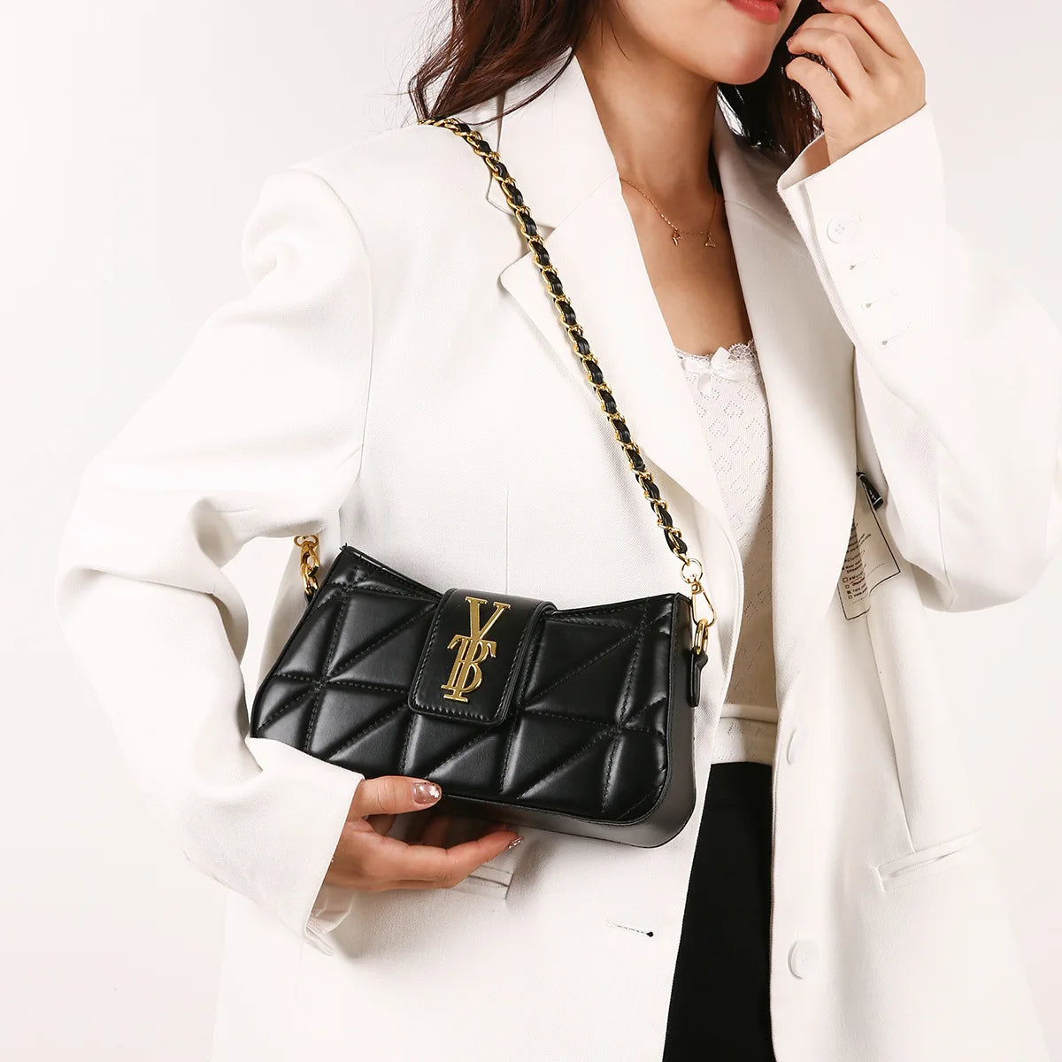 2025 Quilted Square Bag for Women, Elegant Chain Strap Crossbody Purse, Vintage Designer Style Shoulder Bag, Gift Idea