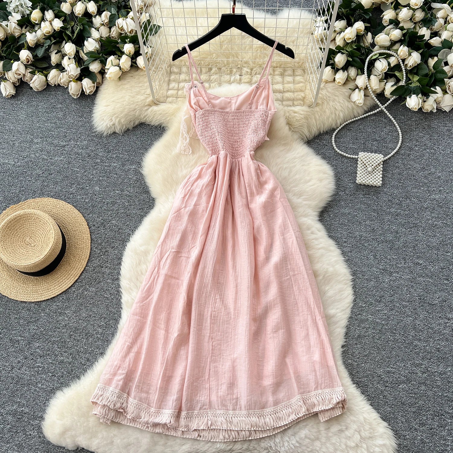 Chic Three-dimensional floral Embroidered lace Elegant Korean Fashion Fairy Sexy High Waist  Summer Women Beach Vacation Robe