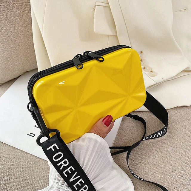 Luxury Hand Bags For Women 2023 New Suitcase Shape Totes Fashion Mini Luggage Bag Women's Branded Trending Famous Clutch Box Bag A007-Yellow