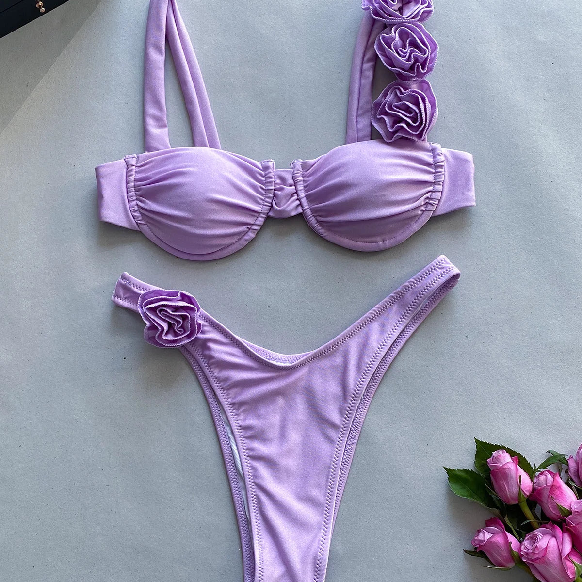 Push Up Bikini Sexy Women Swimsuit Female Swimwear Sexy Bikini Set Brazilian Biquini Floral Swimming Suit Bandage Beachwear JC329205