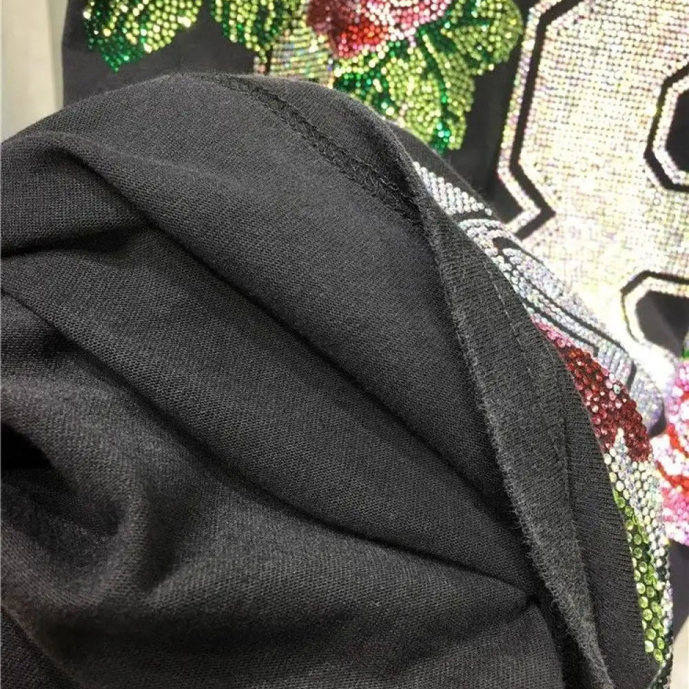 L-4XL 150kg Luxury Diamond Stamping Women's Plus Size Sweatshirts Aesthetics Art Female Pullovers Vintage Winter Lady Sweatshirt