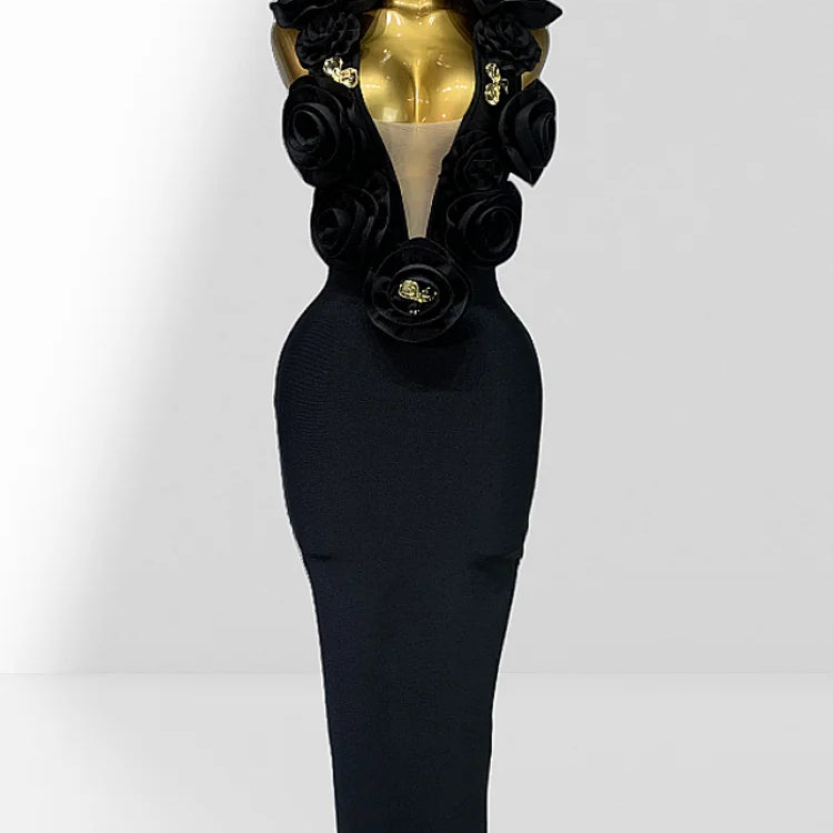 Red And Black Sexy Plow Cut Package Hip Floor Length Dress Graceful Woman Party Dress Cocktail Party Outfit