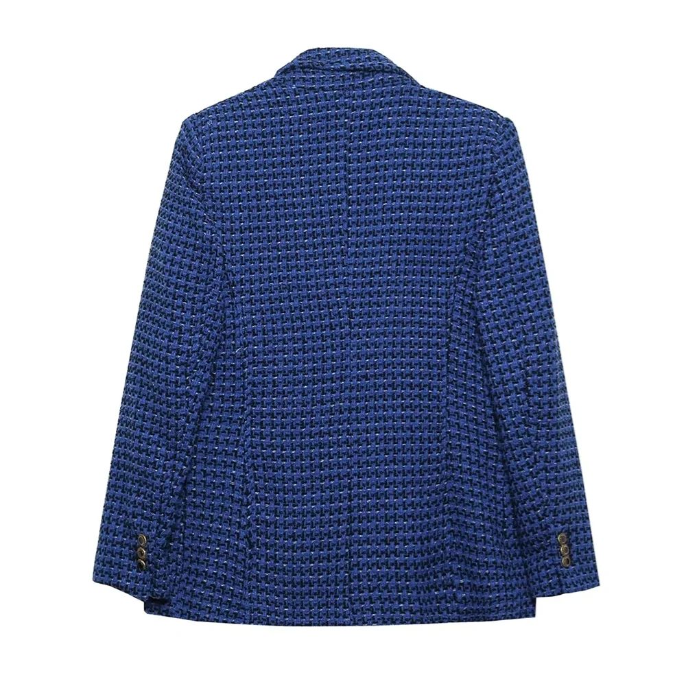 Winter Women's Fashion Loose Texture Double breasted Casual Flip Collar Suit Top Coat