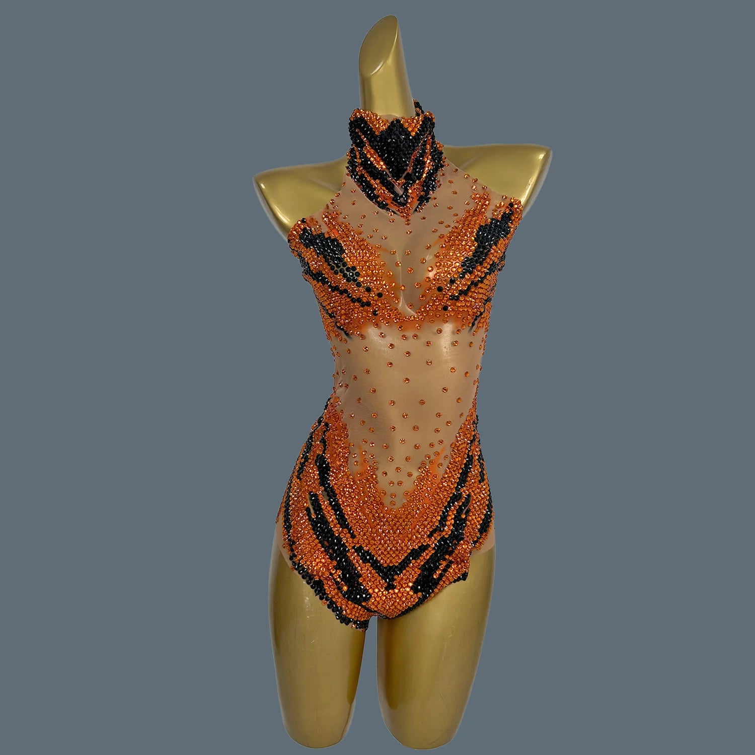 Luxury Birthday Party Outfit Rhinestones Leotard Dancer Costume Bodysuit for Women Crystal Evening Dress Stage Show Wear Huniu