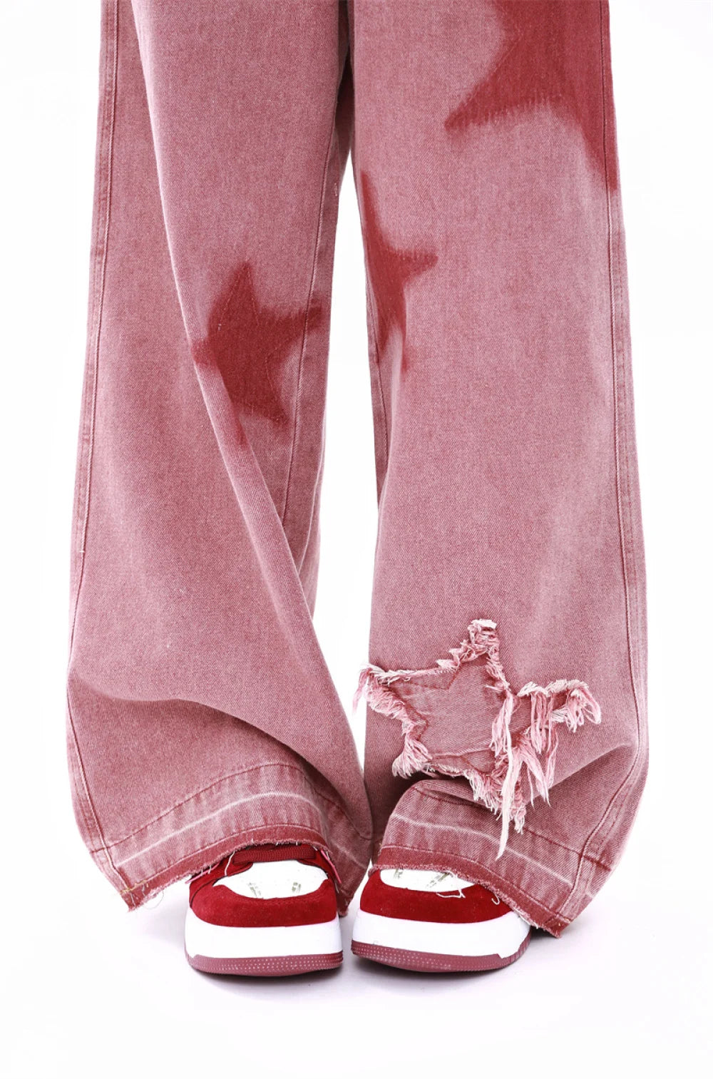 Embroidery Star Jeans for Women Autumn New In Corset High Waist Jeans Pants for Women Straight Pink Winter Wide Pants Women Y2K