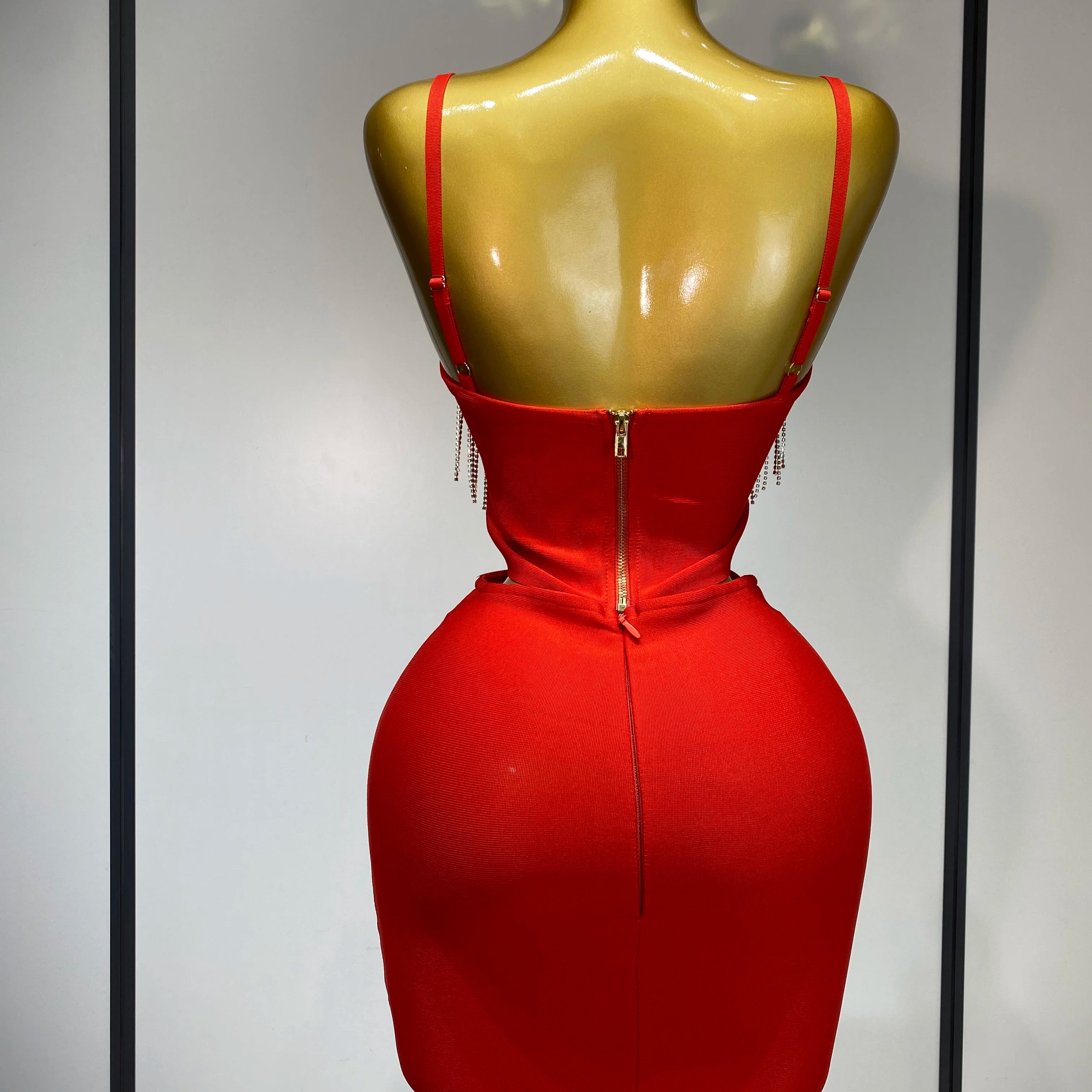 Women Sexy Sling Backless Tassels Bandage Skirt Two Piece Set 2025 Knitted Celebrity Elegant Evening Luxury Birthday Dresses