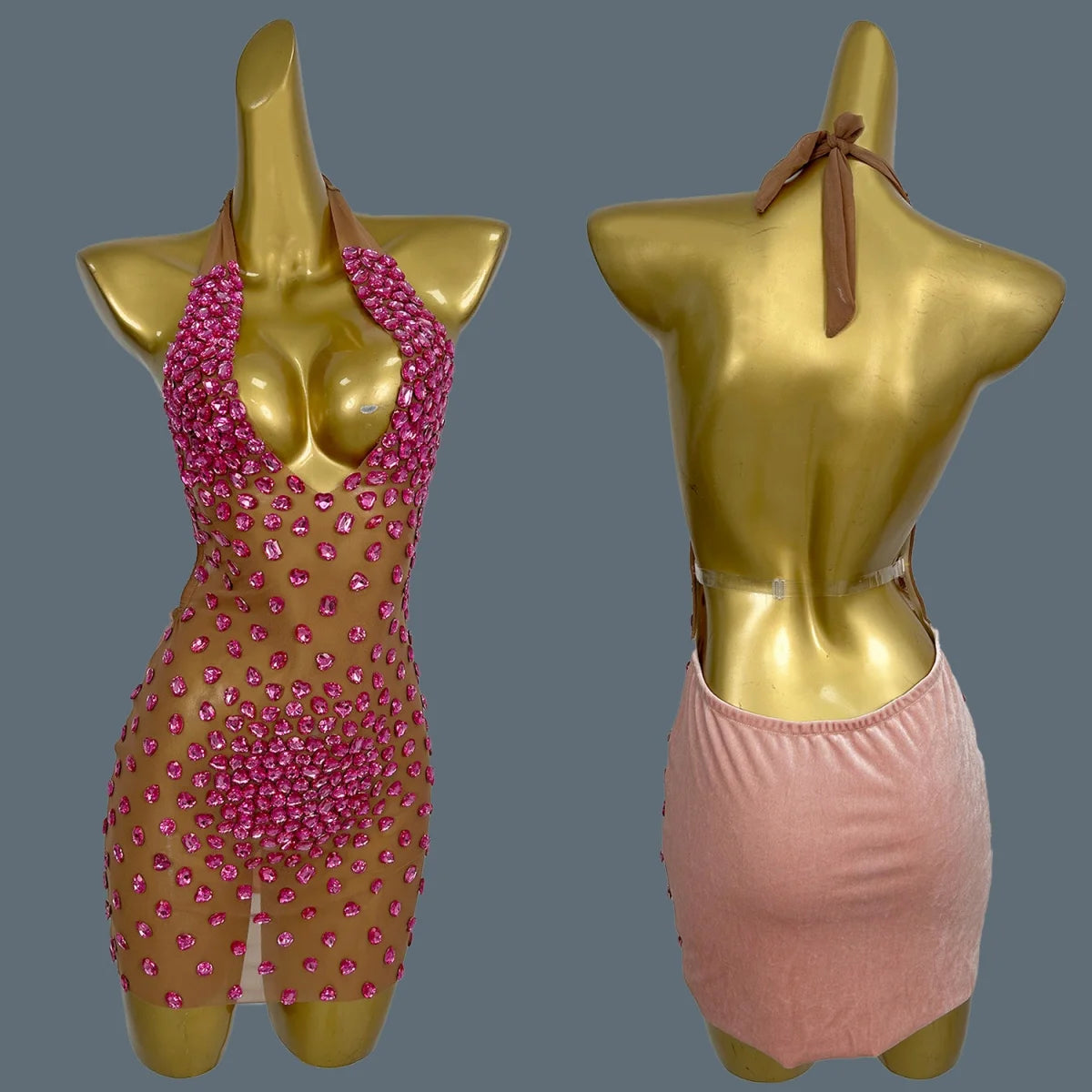 Sexy See Through Mesh Mini Dress Women Deep V Neck Backless Short Dress Club High-end Birthday Party Fancy Girls Outfit Baoshi