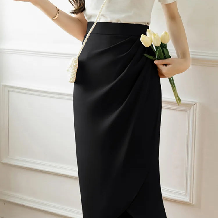 Vintage Skirts Women Hip Skirts Fashion Women Clothing High Waist Split One Step Skirts Black Skirt Irregular Skirts Womens black