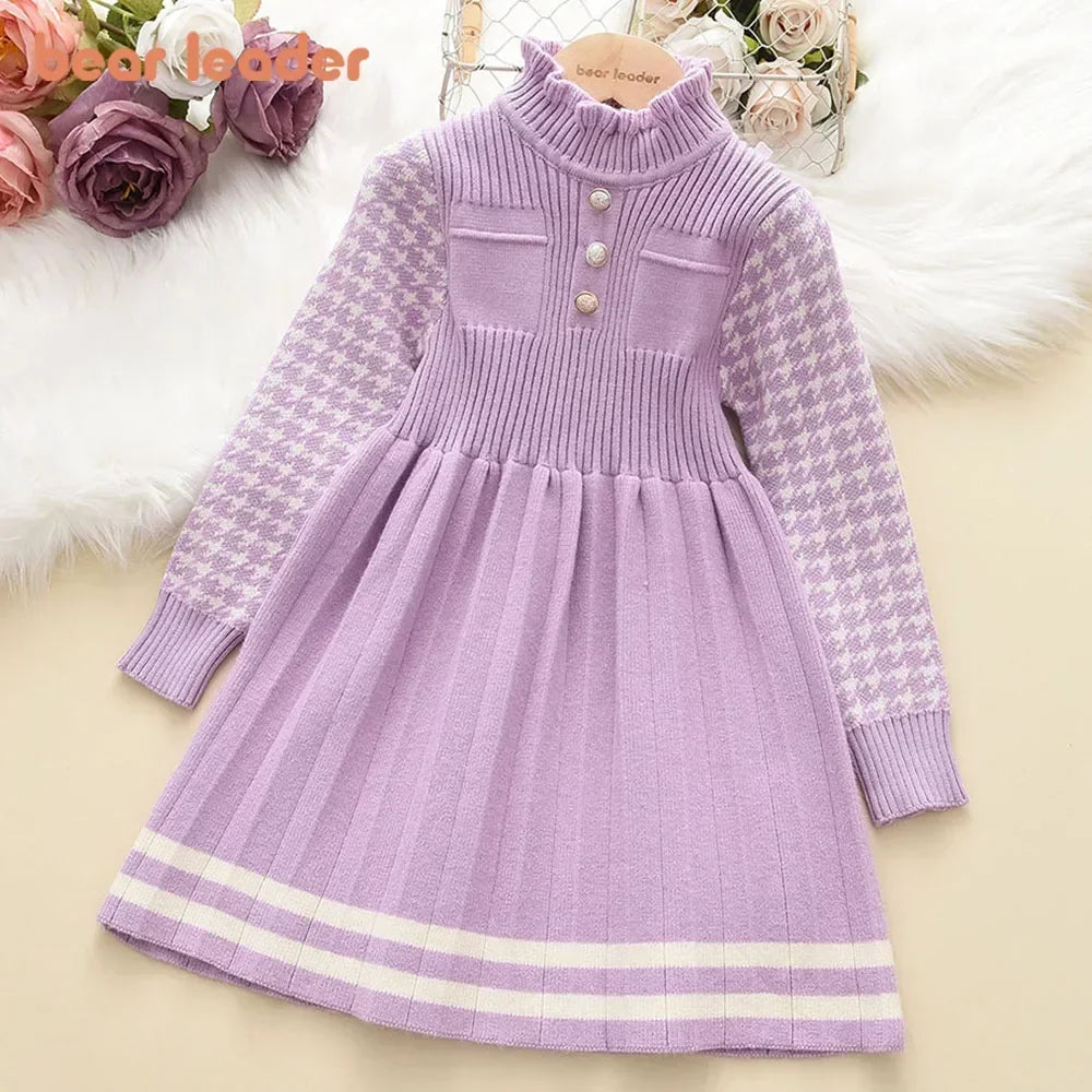 Herbst Winter Girls Kleid Mädchen 4-8y Kinder Prinzessin Party Pullover Strickkleider Weihnachtskostüm Baby Mädchen Kleidung