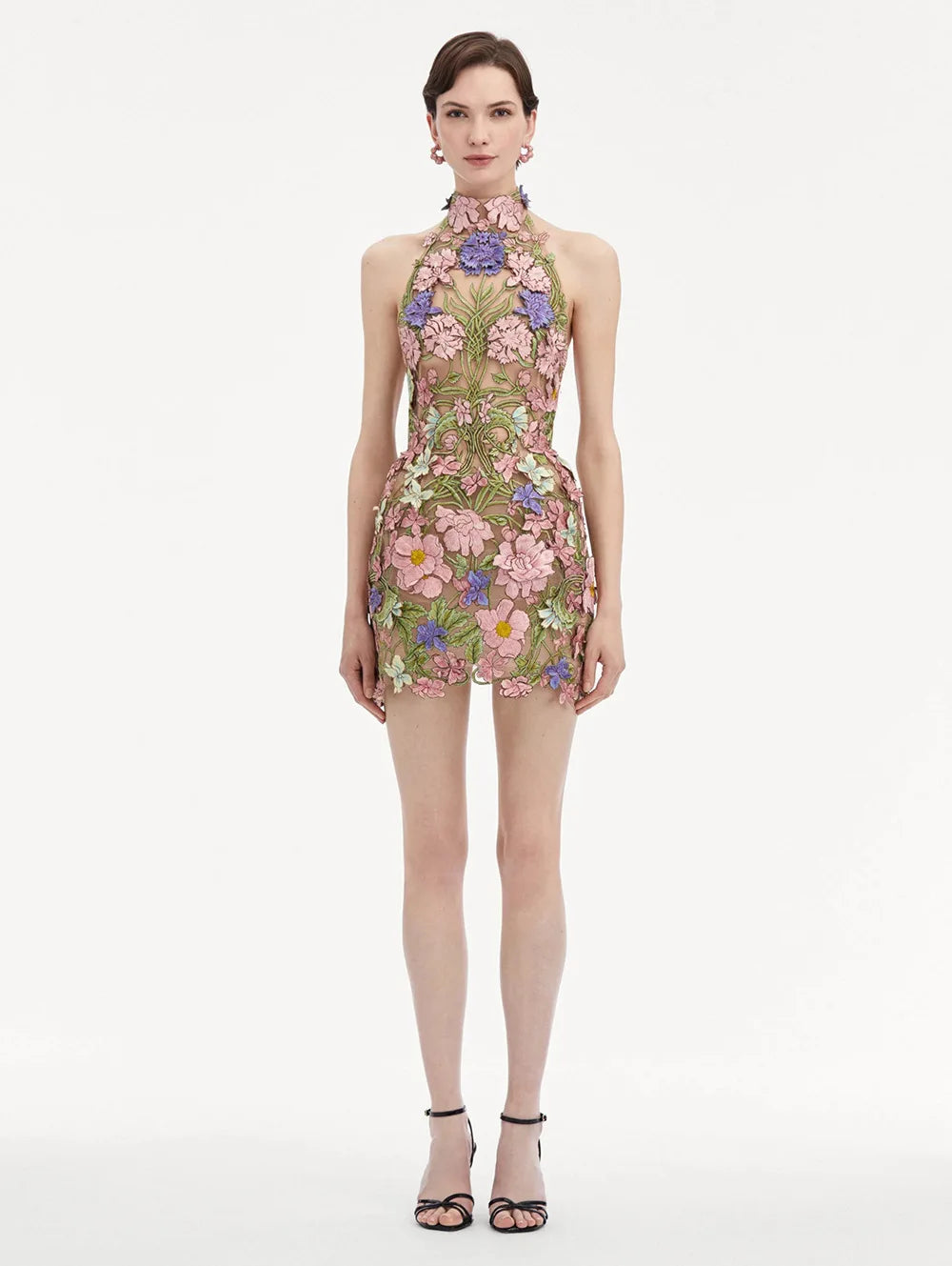 2025 New Arrival Women Sexy Halter Backless Embroidery  Bodycon Mini Dress Celebrate Birthday Party Girls' Vacation Dress