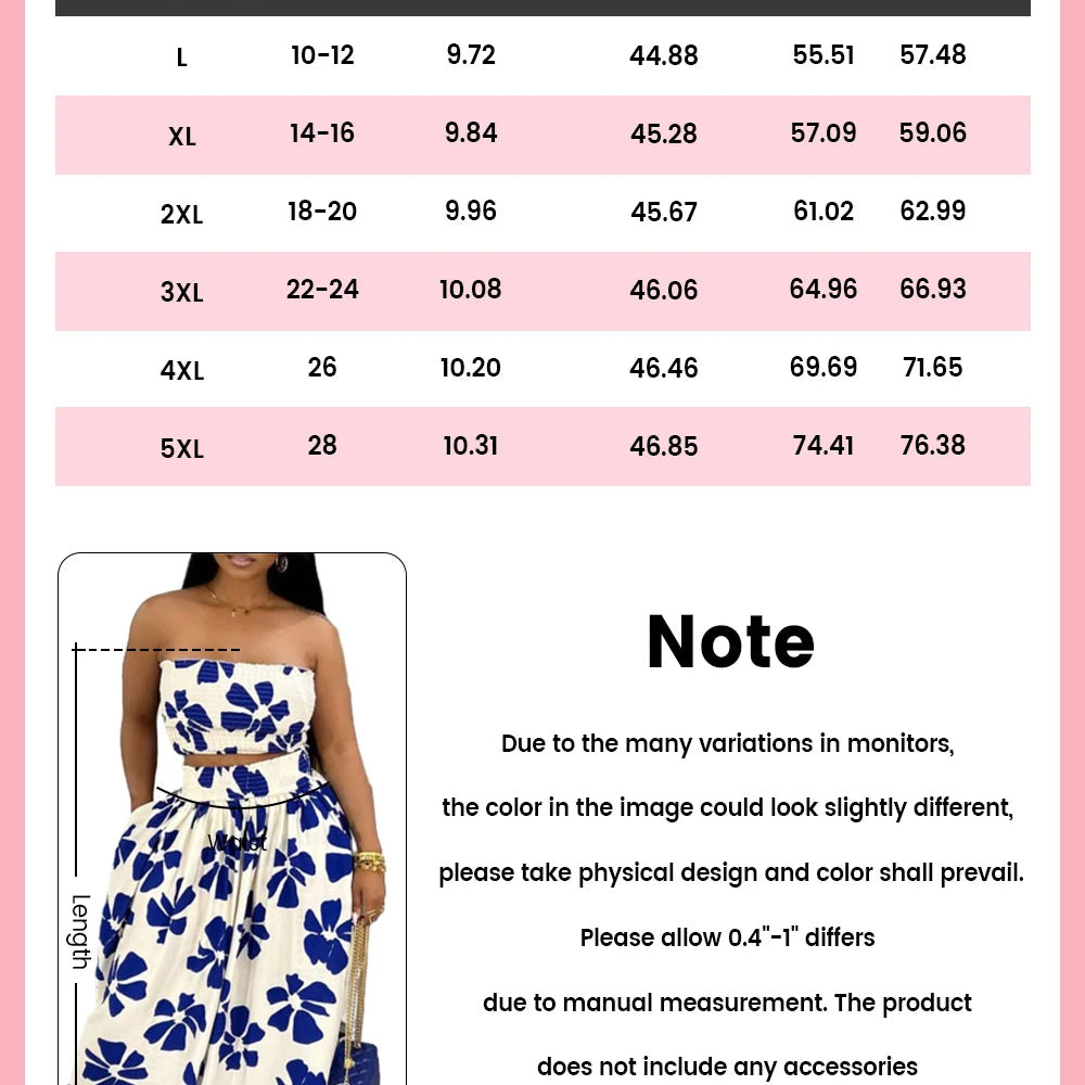 Plus Size Vacation Blue Graphic Pocket Smocking Two Piece Skirt Sets
