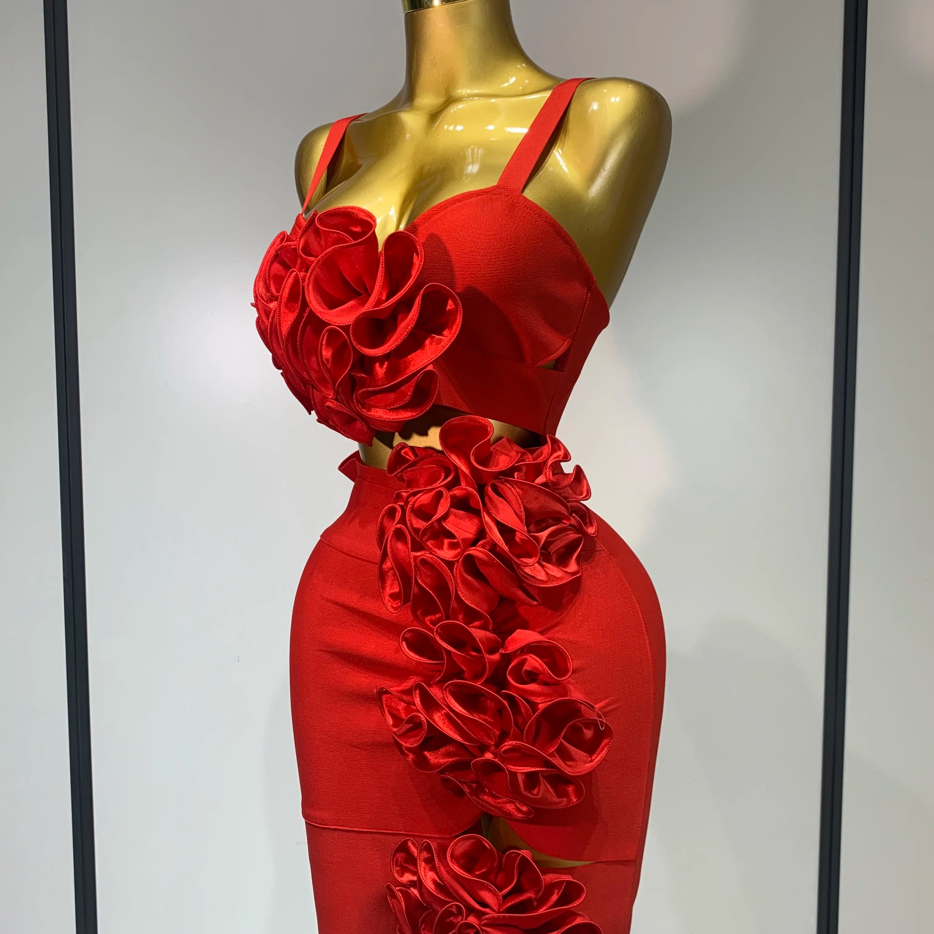 Women Sexy Cut Out Bodycon Flower Mini Dress Women Red Backless Dress Nightclub Celebrity Elegant Evening Party Birthday Dress