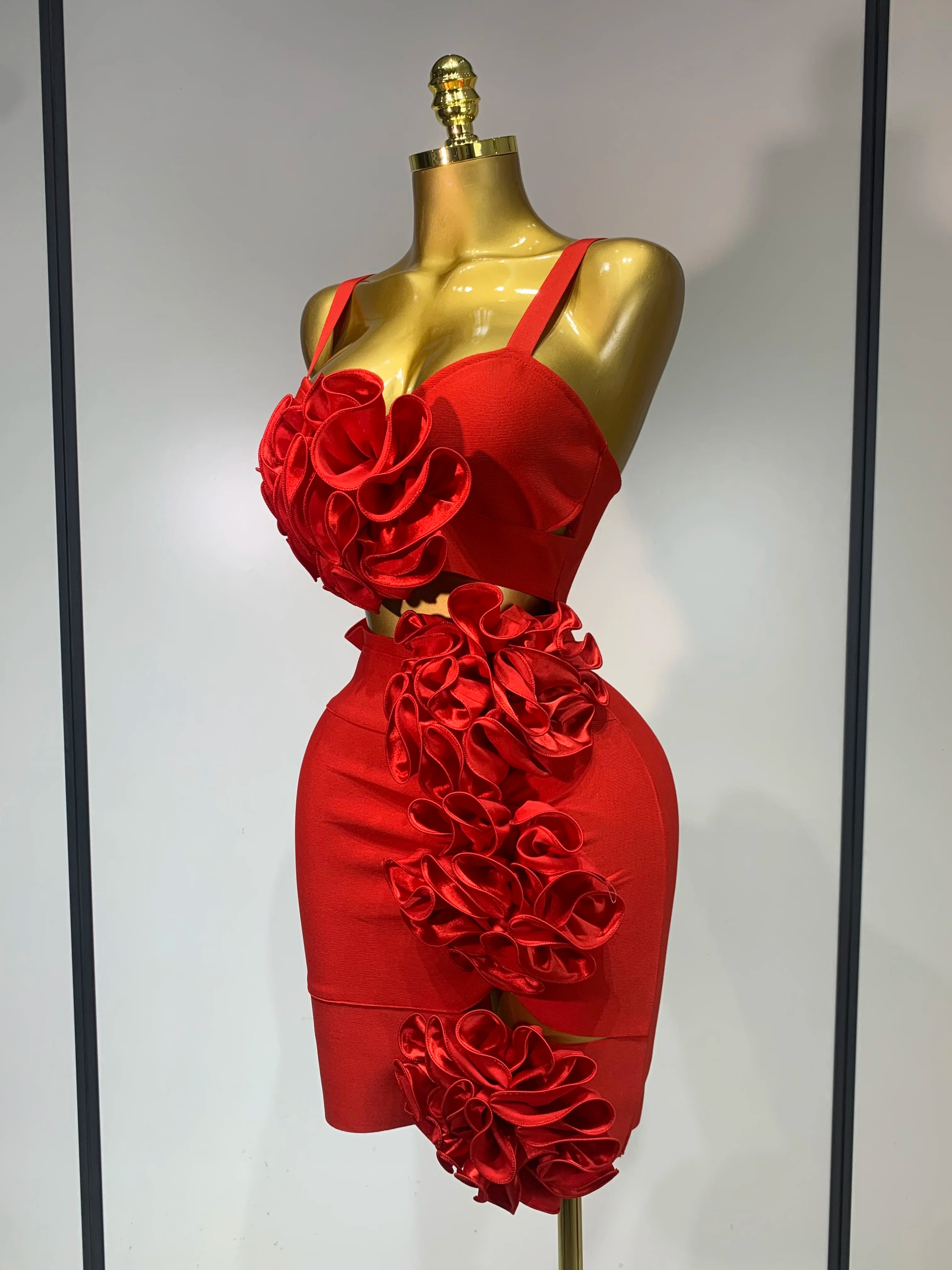 Women Sexy Cut Out Bodycon Flower Mini Dress Women Red Backless Dress Nightclub Celebrity Elegant Evening Party Birthday Dress