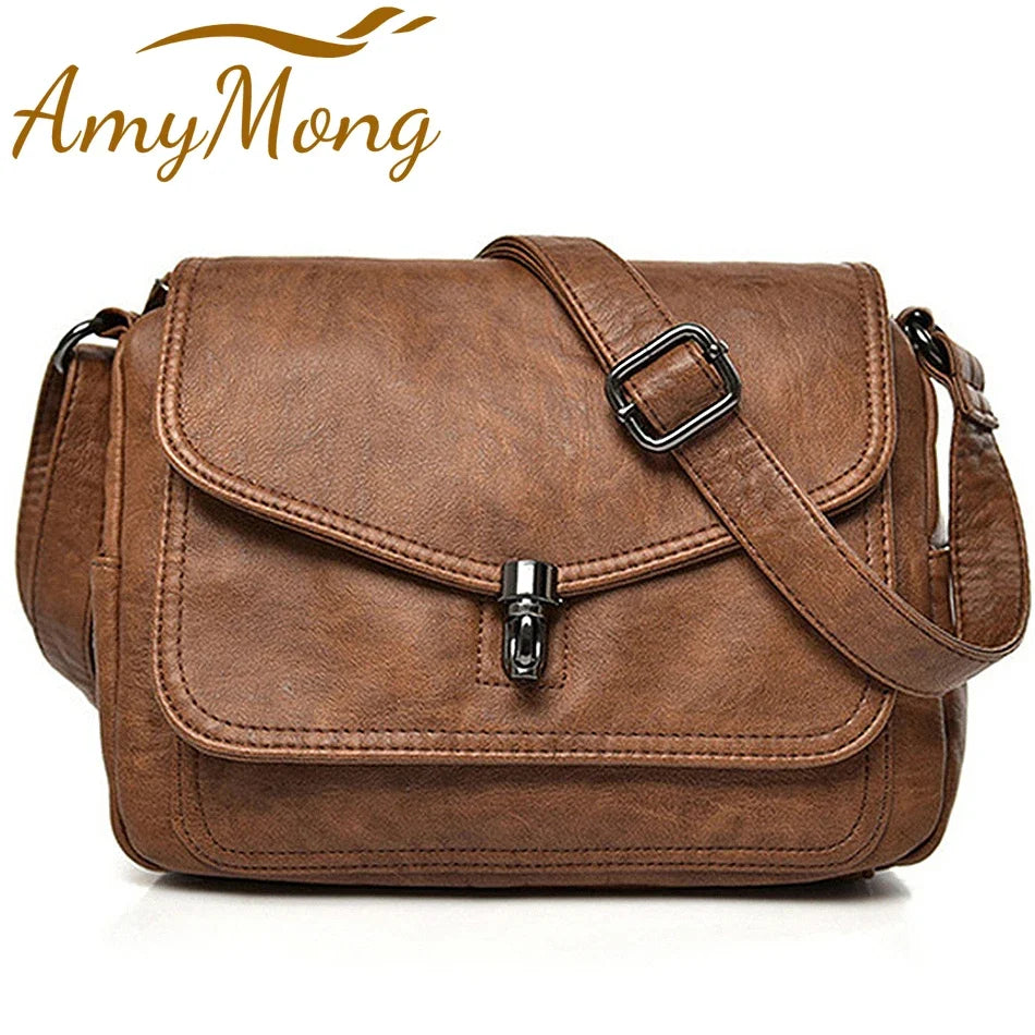 Women Fashion Leather Handbag Purses Female Retro Shoulder Crossbody Messenger Bag Luxury Designer Sac for Ladies