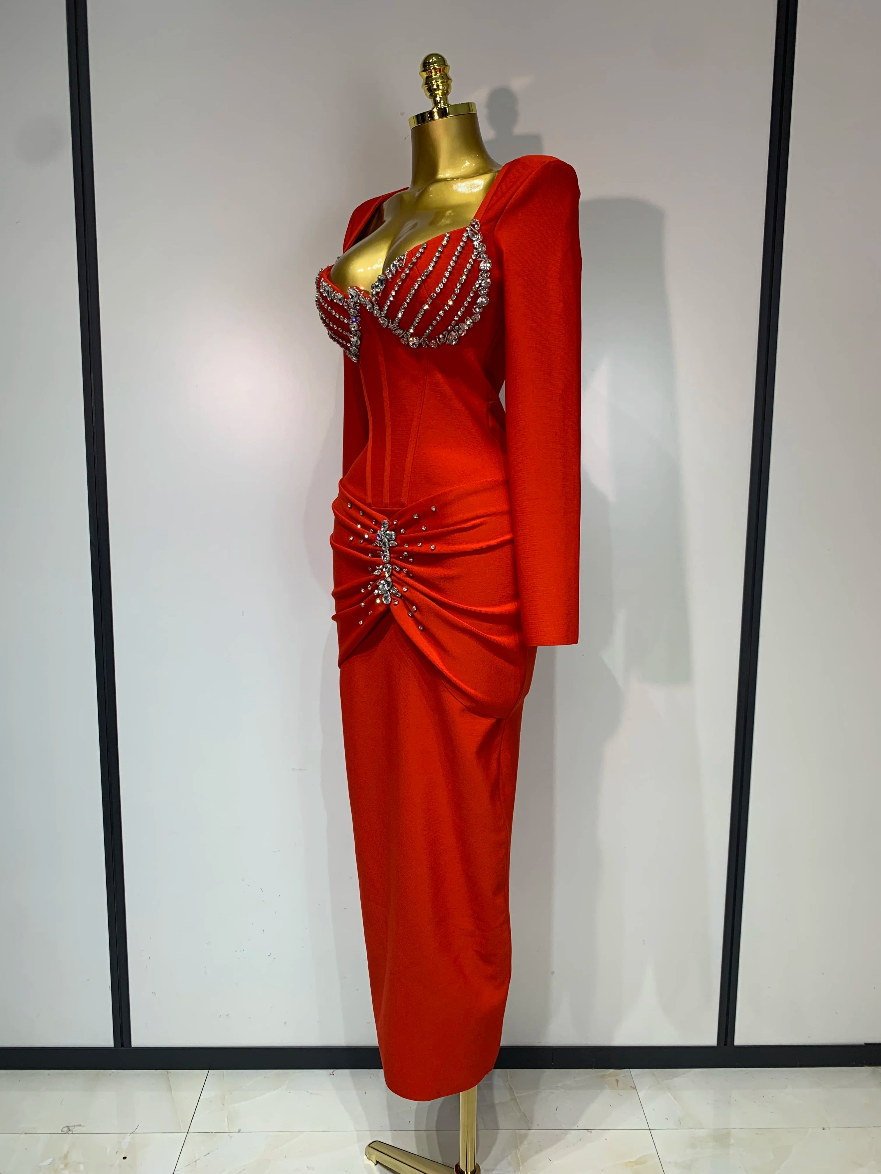 Women Sexy Luxury Sparkly Diamond Bandage Long Sleeve Bodycon Dress 2025 Celebrity Elegant Evening Club Pary Birthday Dresses