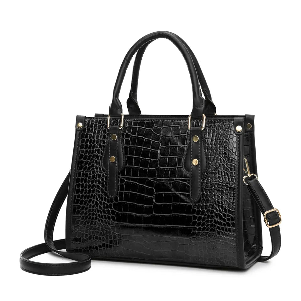 Luxury Crocodile Pattern Handbag Women Large Tote Shoulder Bags Designer Fashion Alligator Leather Crossbody Bag Ladies Handbags Black handbag (30cm<Max Length<50cm)