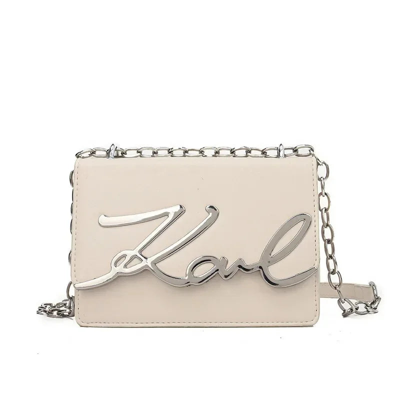 Casual Shoulder Bags PU Leather Crossbody Bags for Women Retro Chain Purses and Handbags Luxury Designer Bags Portable Flap Bag WHITE