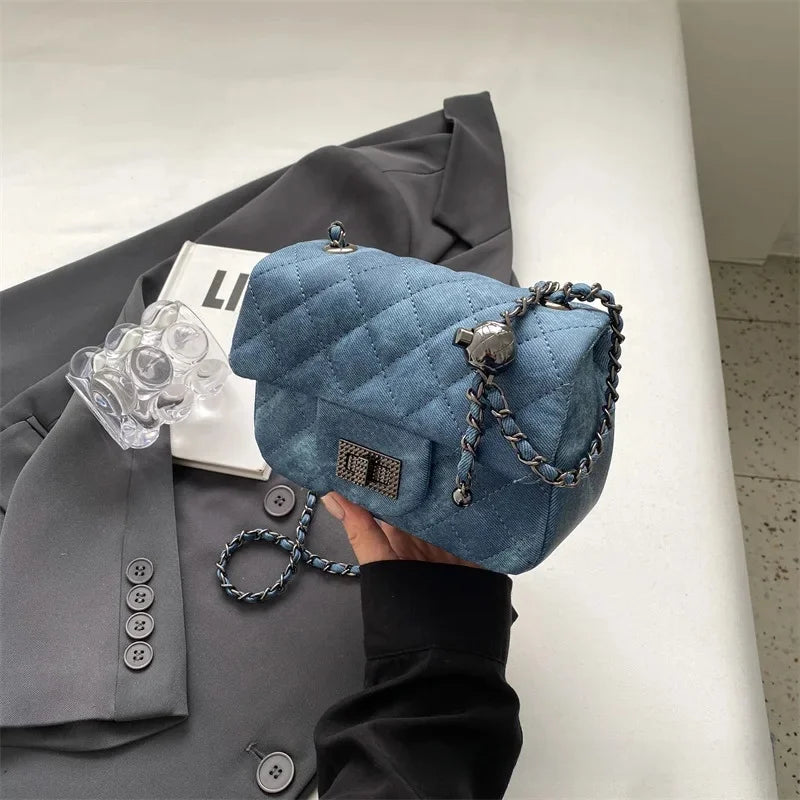 Winter Commuter Women's Crossbody Bag Retro Diamond Chain Square Handbag Shoulder Bag Elegant Sensation Commute Work Bag