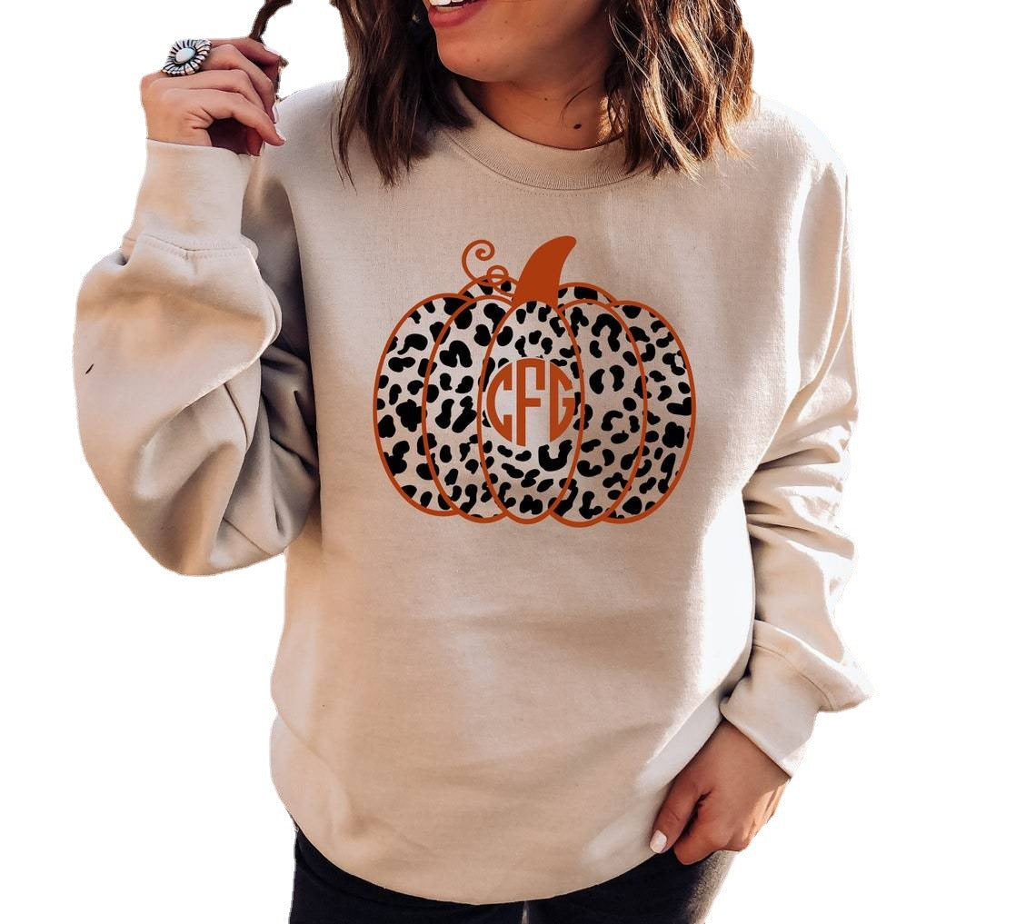 Halloween Printed Round Neck Long Sleeve Sweater