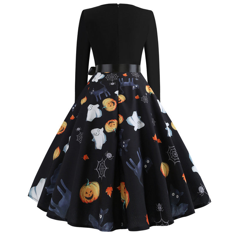 Halloween Print Long Sleeve Dress JY13056 style