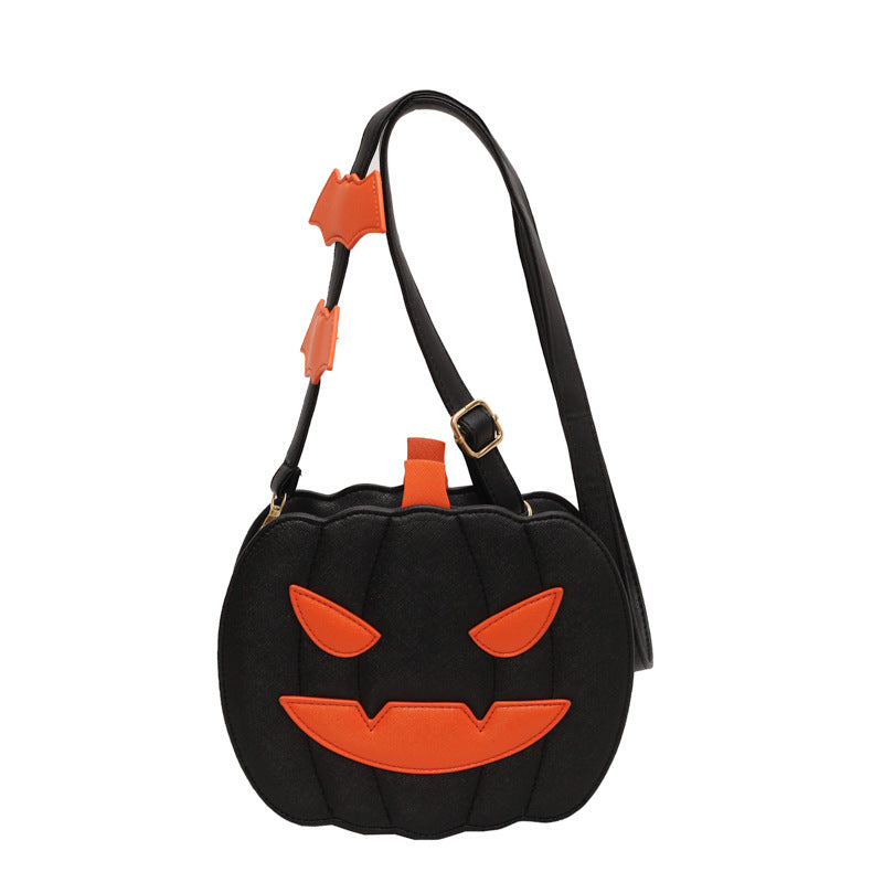 Halloween Bags Funny Pumpkin Cartoon Shoulder Crossbody Bag With Bat Personalized Creative Female Bag Black1
