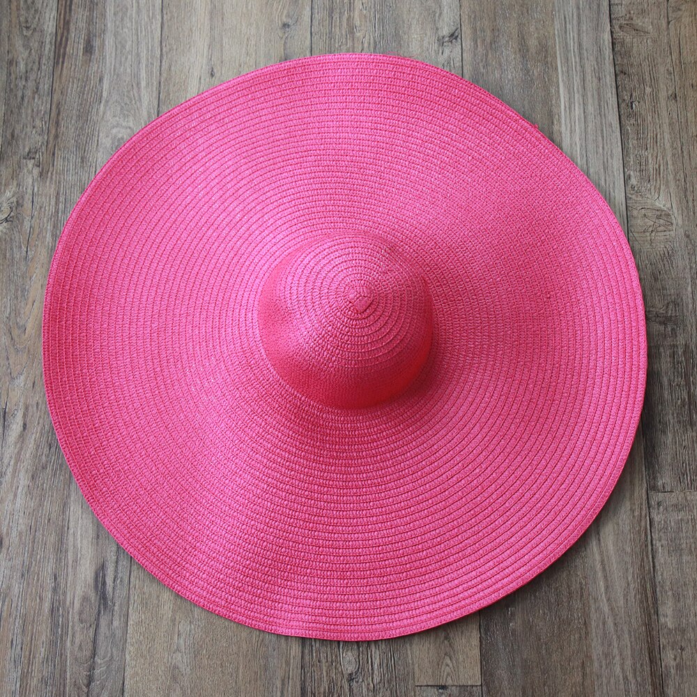 Women Beach Accessories Sombrero Big Size Hat Female Large Wide Brim Straw Sun Hats Oversized Anti UV 50 Summer Hat Wholesale rose
