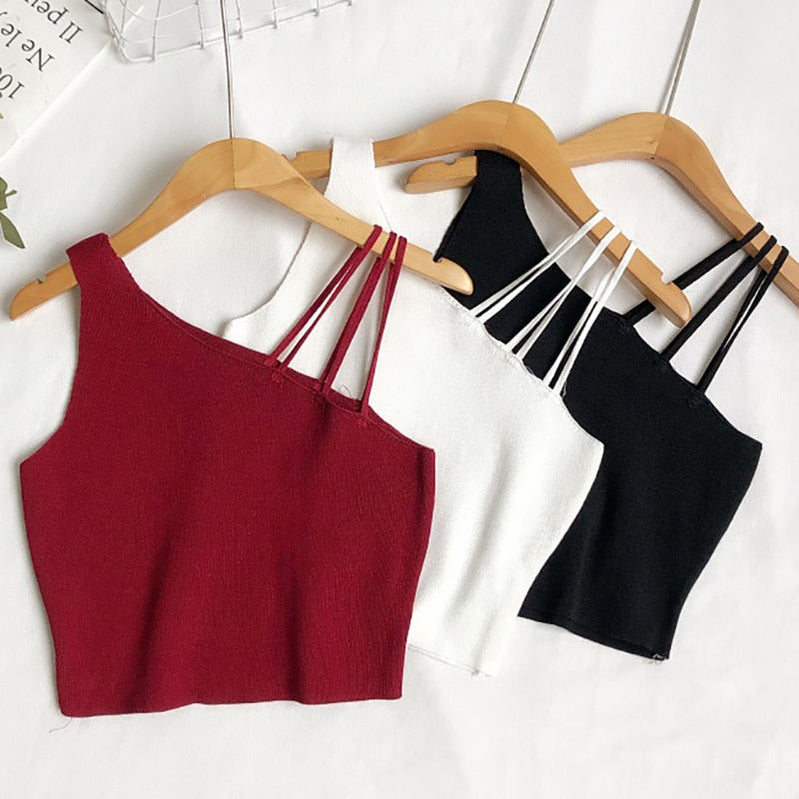 Heiar Women Plain Sexy Crop Tops Knitted Halter Tops Y2K Camisoles Off Shoulder Tube Tops Cute Candy Tops For Women 2023 Summer