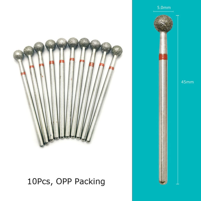 HYTOOS 10pcs/Set Nail Drill Bits Diamond Cutters for Manicure Cuticle Burr Milling Cutter for Pedicure Nails Accessories Tools D050D(D)