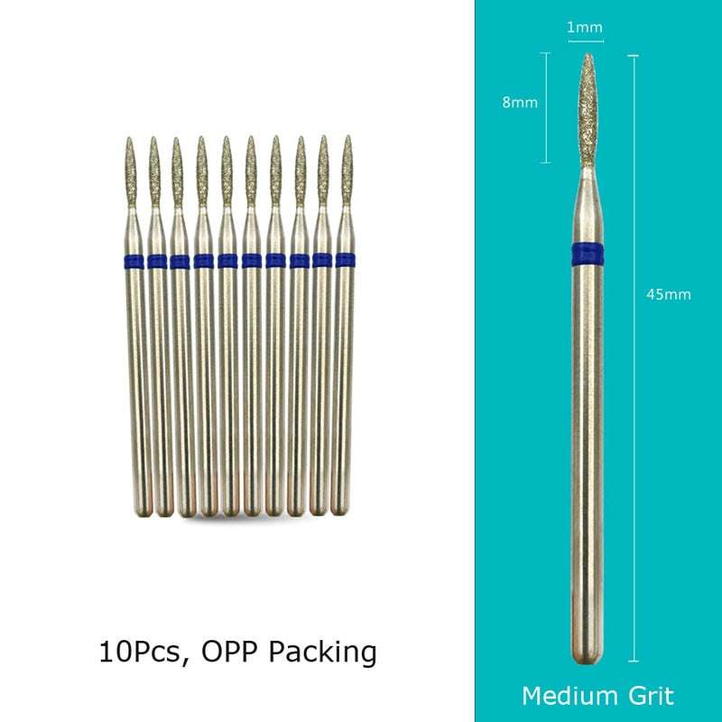HYTOOS 10pcs/Set Nail Drill Bits Diamond Cutters for Manicure Cuticle Burr Milling Cutter for Pedicure Nails Accessories Tools H0108D-M(D)