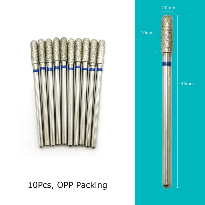 HYTOOS 10pcs/Set Nail Drill Bits Diamond Cutters for Manicure Cuticle Burr Milling Cutter for Pedicure Nails Accessories Tools C0210D(D)