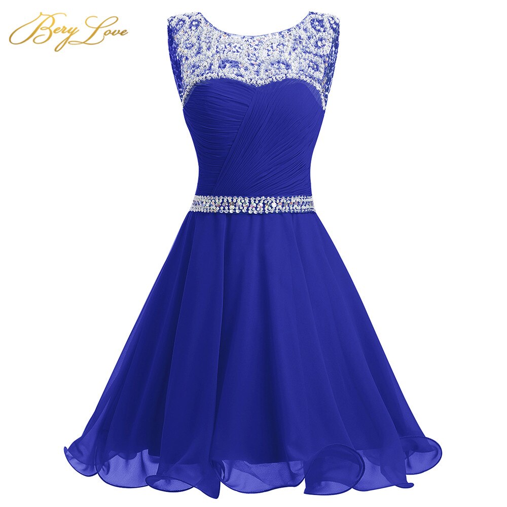 Royal Blue Short Homecoming Dress Mini Beaded Chiffon Homecoming Gowns Short Graduation Dresses Gowns Prom Dresses Royal Blue