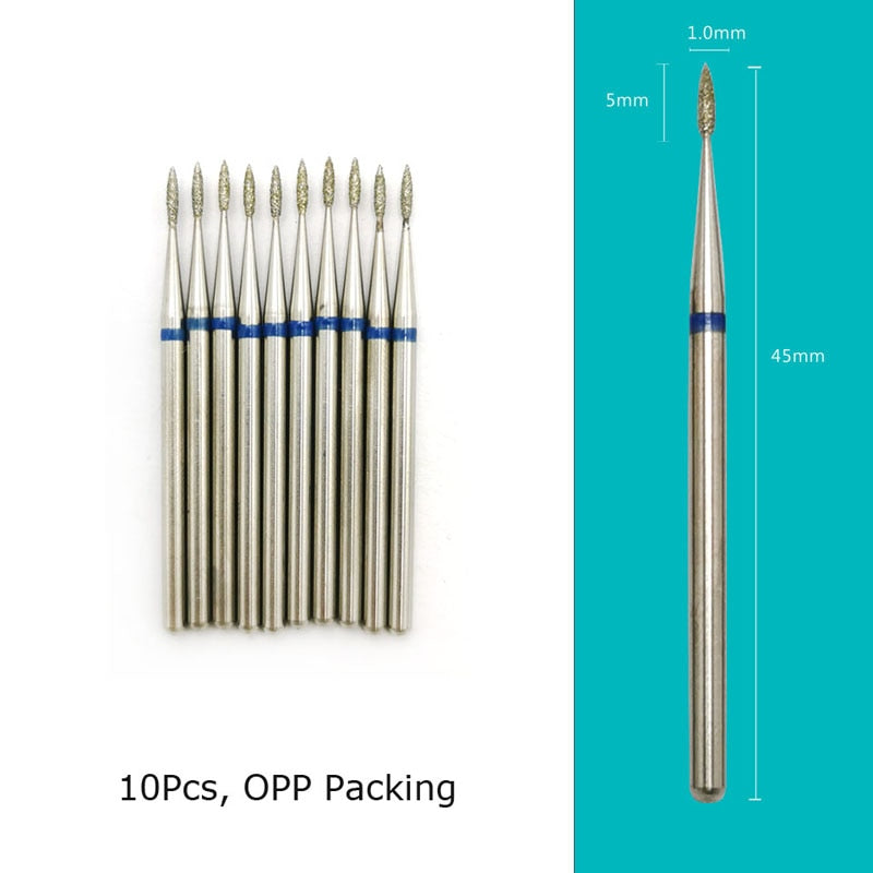 HYTOOS 10pcs/Set Nail Drill Bits Diamond Cutters for Manicure Cuticle Burr Milling Cutter for Pedicure Nails Accessories Tools H0105D-M(D)