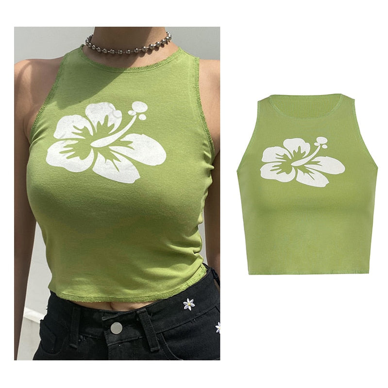 Vintage Brown Halter Camisole Hollow Out Cyber Y2k Crop Top Women Gothic Sexy Aesthetic Fairy Corset Tank Camis 90s Clothes nz906-green