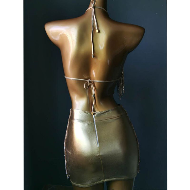 Rhinestone Tassels Women Skirt High-End Customized Diamond Evening Dress Manual Stitched Crystal Party Bikini Set