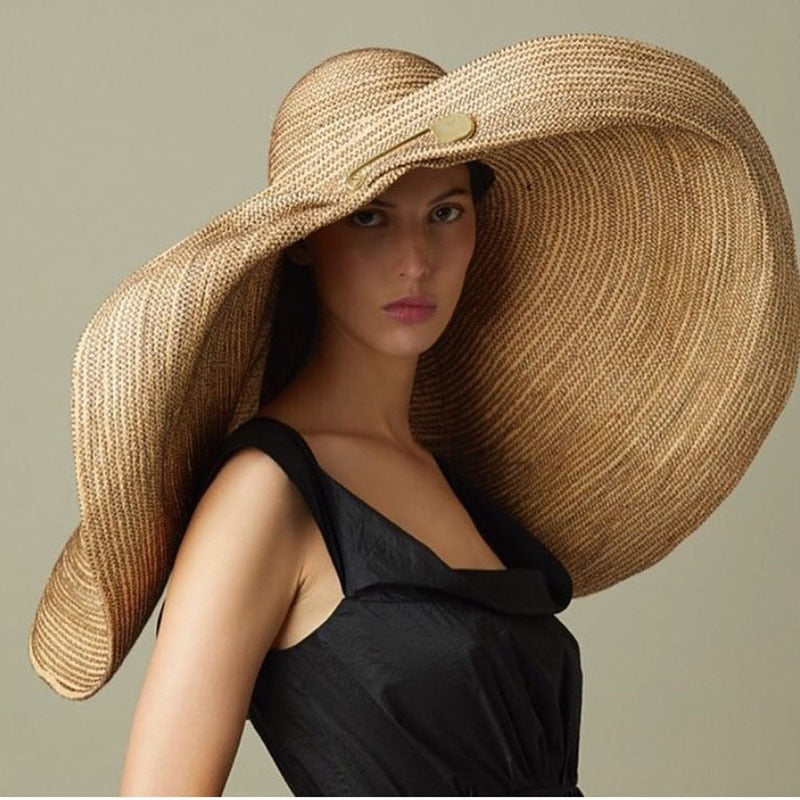 Women Beach Accessories Sombrero Big Size Hat Female Large Wide Brim Straw Sun Hats Oversized Anti UV 50 Summer Hat Wholesale