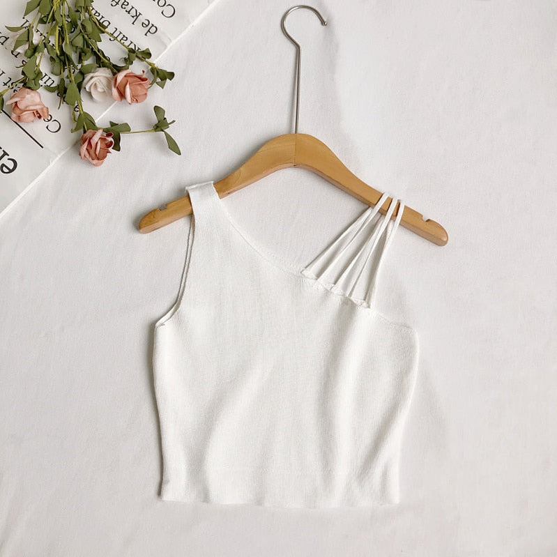 Heiar Women Plain Sexy Crop Tops Knitted Halter Tops Y2K Camisoles Off Shoulder Tube Tops Cute Candy Tops For Women 2023 Summer