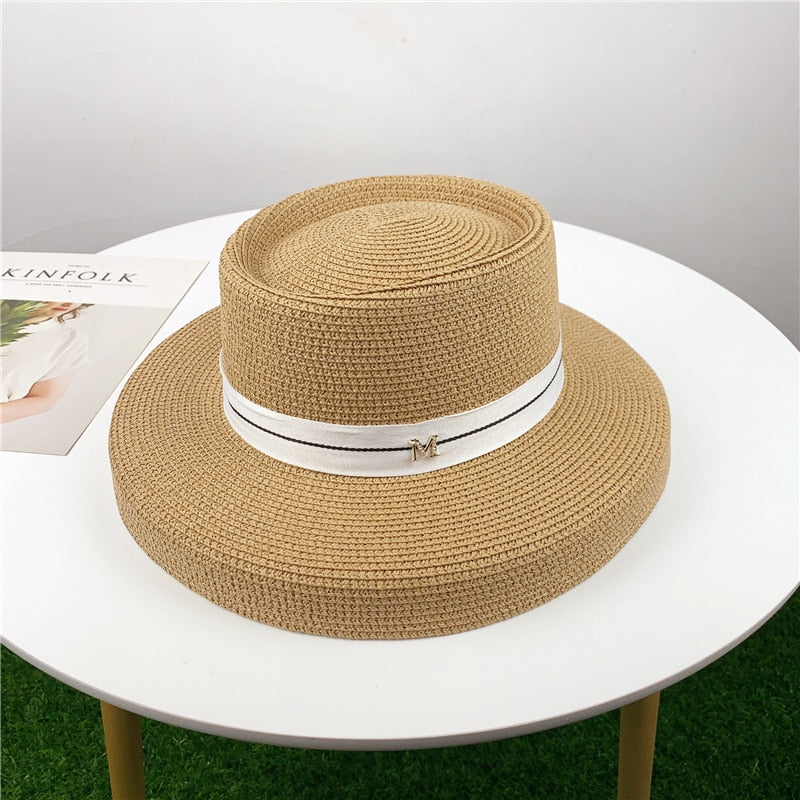 Summer hat new female sun hat folding beach hat big brim travel sunscreen Hepburn wind sun hat travel 11 Spain 55-58CM