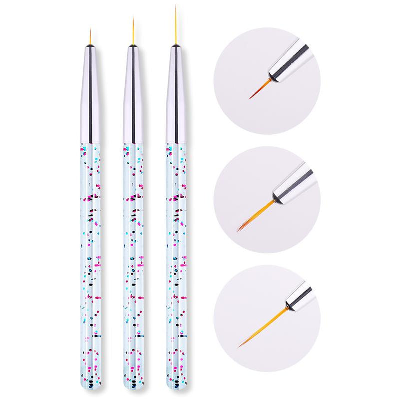 3Pcs French Stripe Nail Art Liner Brush Set 3D Tips Line Stripes DIY Drawing Pen UV Gel Brushes Painting Pen Manicure Tools 3 Pcs 06