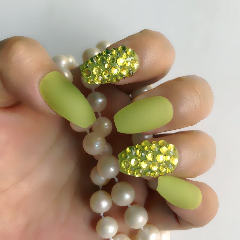 Fake nails 24pcs/set coffin artificial nails tips Custom Rhinestone press on nail false nails art tools Accessories HL28003