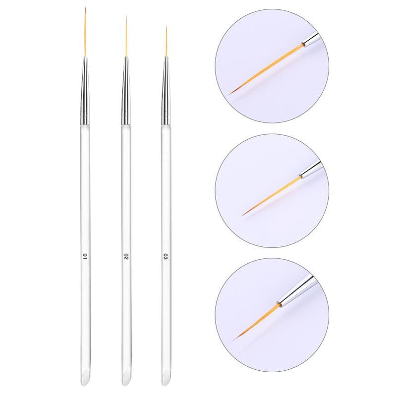 3Pcs French Stripe Nail Art Liner Brush Set 3D Tips Line Stripes DIY Drawing Pen UV Gel Brushes Painting Pen Manicure Tools 3 Pcs 04