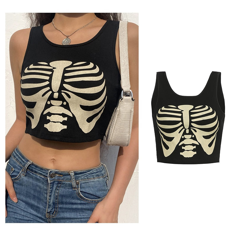 Vintage Brown Halter Camisole Hollow Out Cyber Y2k Crop Top Women Gothic Sexy Aesthetic Fairy Corset Tank Camis 90s Clothes nz738-black