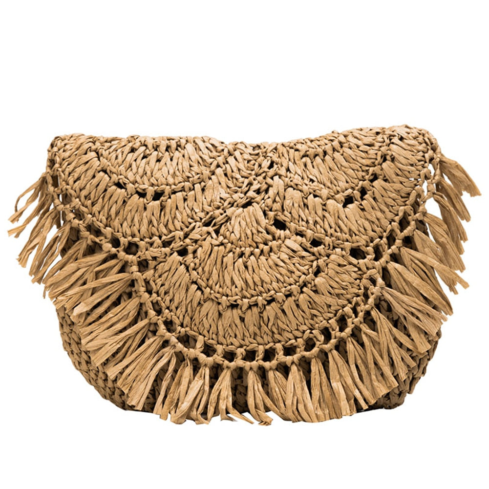Straw Bags For Women Handmade Tassel Beach Bags Raffia Rattan Woven Handbags Female Vacation Crossbody Bags Clutch Type G