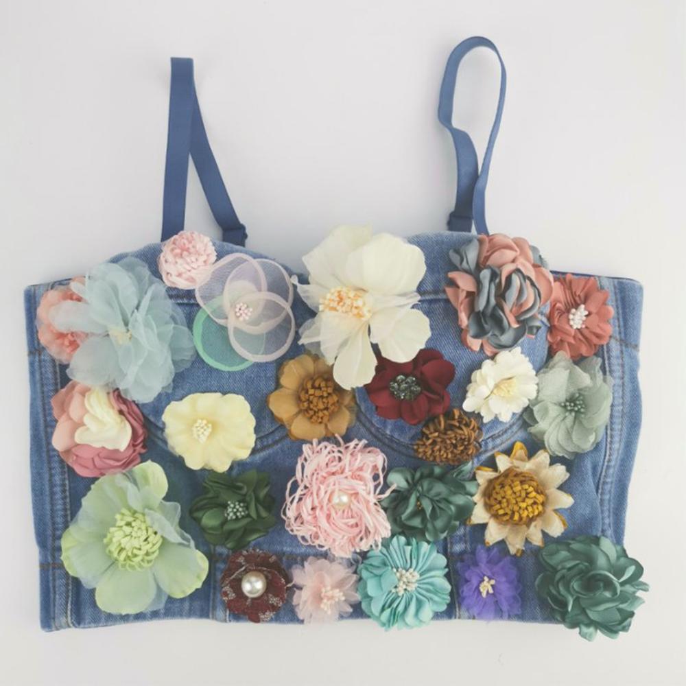 SXTHAENOO Sexy &amp; Charming Applique Floral Corselets Women&#39;s Bachelorette Bustier Bra Cropped Top Wedding Bralette Vest 4