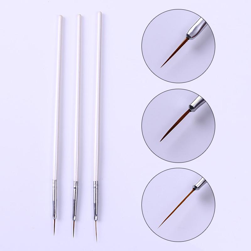 3Pcs French Stripe Nail Art Liner Brush Set 3D Tips Line Stripes DIY Drawing Pen UV Gel Brushes Painting Pen Manicure Tools 3 Pcs 17