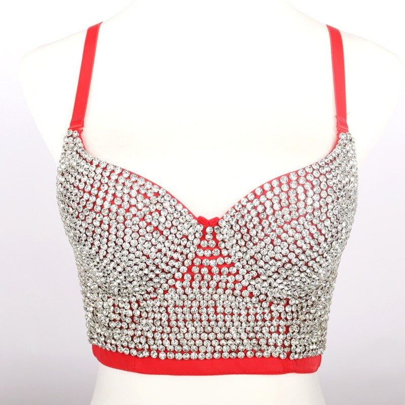 Irene Tinnie Hand-made Pearls Jewel Diamond Bralet Women's Bustier Bra Wedding Party Corset Cropped Top Vest Plus Size 3801 2