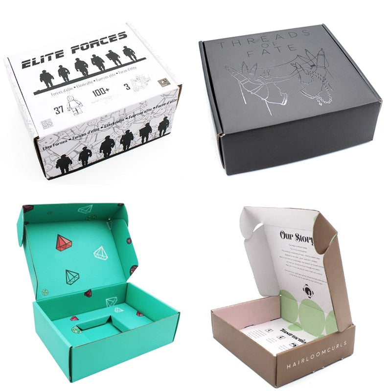 500pcs Custom Logo Printing White Black Corrugated Kraft Cardboard Mailer Shipping Boxes Gift Paper Box Packaging