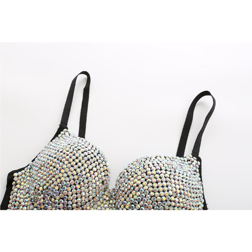 Irene Tinnie Hand-made Pearls Jewel Diamond Bralet Women's Bustier Bra Wedding Party Corset Cropped Top Vest Plus Size