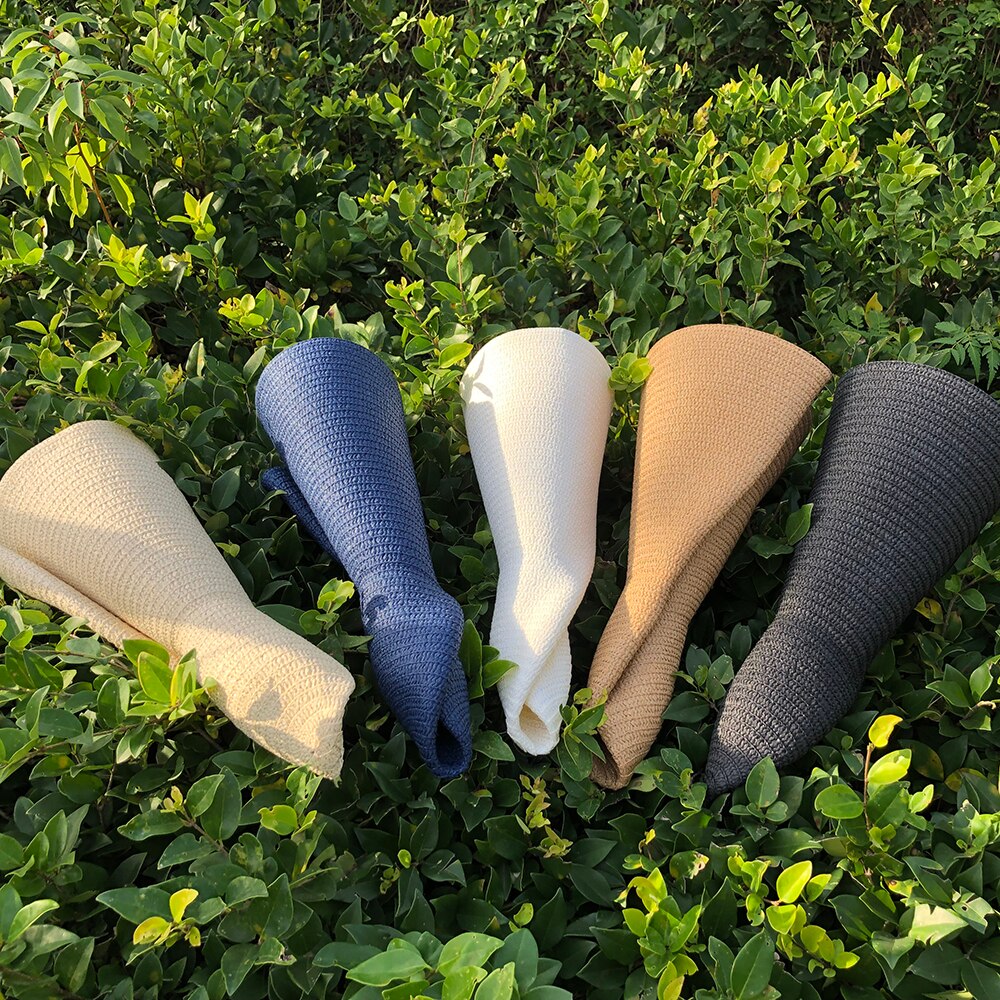 25CM Wide Brim Oversized Beach Hats For Women Large Straw Hat UV Protection Foldable Sun Shade Hat