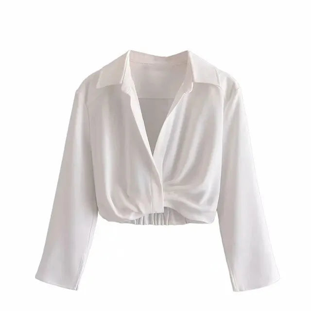 Skirts Womens Two Piece Set Linen Blend Cropped Women Shirt Draped Skirt Autumn Fashion Casual Dress Sets As Picture 4